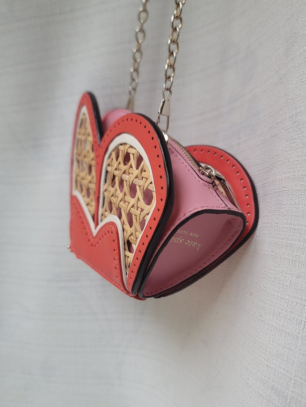 Kate Spade Wing It Wicker Butterfly Coin Pouch On A Chain - Picture 6 of 11